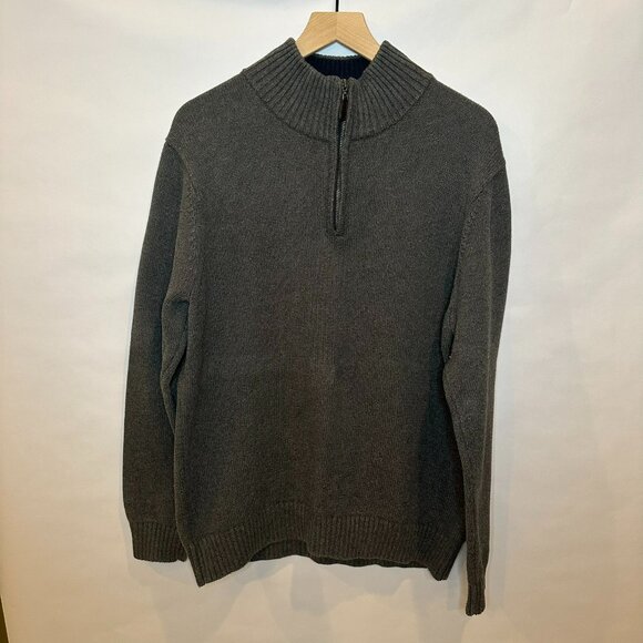 Bean textured cotton quarter zip sweater pullover dark gray L